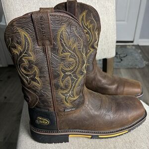 JUSTIN Boots Men's 13D Joist 11" Comp Toe Waterproof SE4625 Cowboy Work Leather